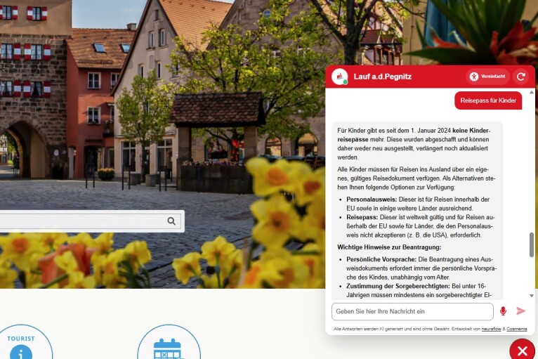 KI Chatbot lauf.de Screenshot