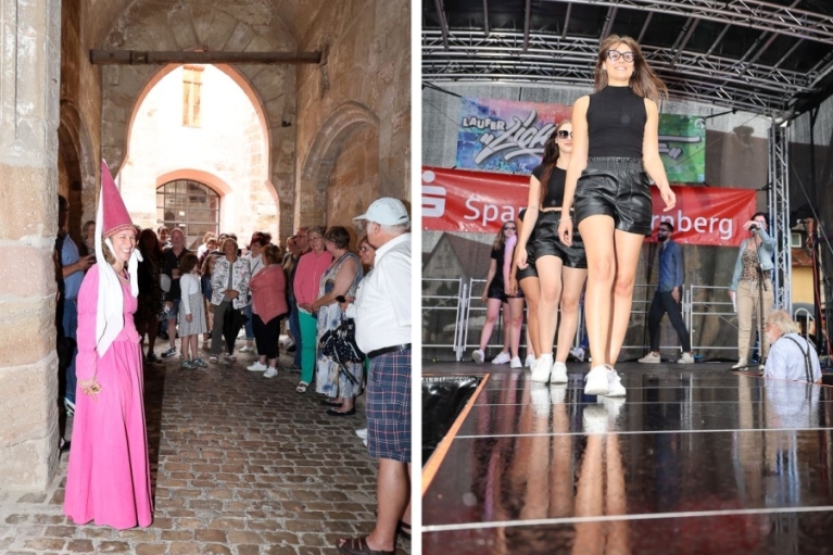 2023_LLaufer_Kulturnacht_Wenzelburg Sadtführerin Franziska Thomae-Schrader kostuemiert__Buehne Modenschau TanzTraum©Daniel_900x600Decombe_900x600_16