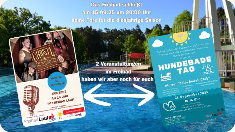 Bild: Stadt Lauf Freibad Saison endet am 15.09.2025
