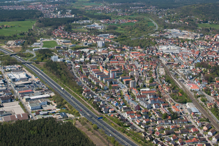 Lauf Luftbild Harries A9 Industriestraße Gewerbegebiet